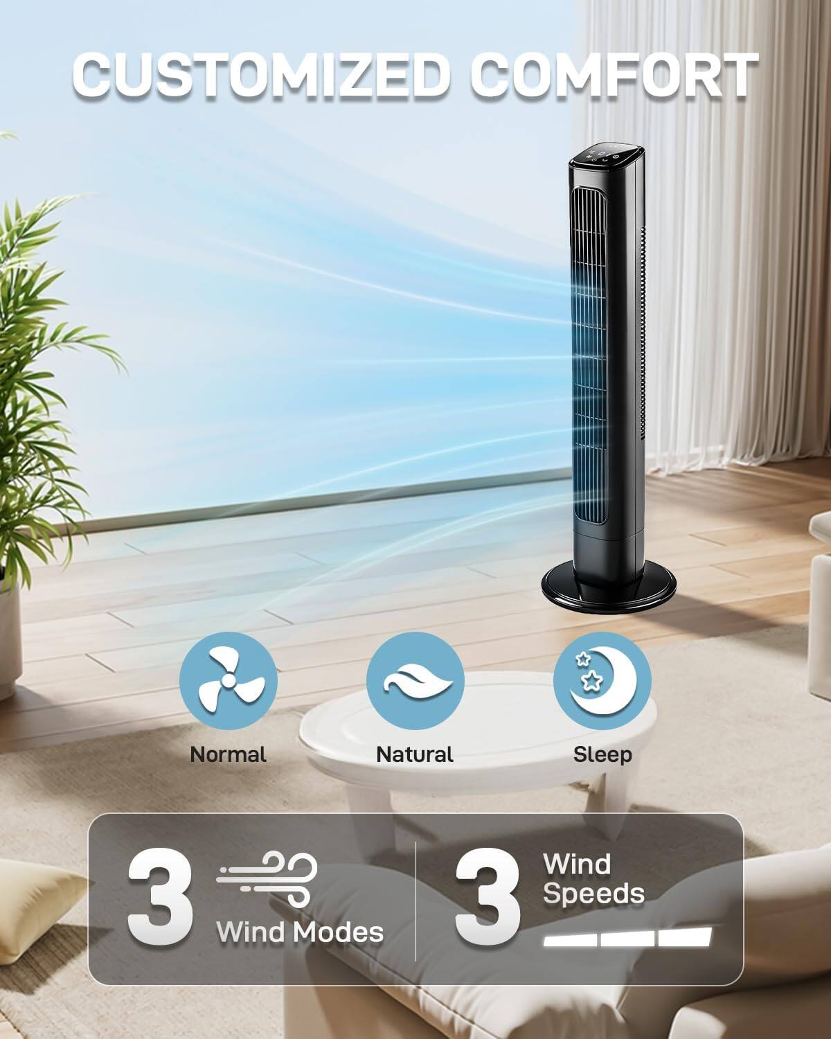 CUSTOMIZED COMFORT

Normal Natural Sleep

3 Wind Modes

3 Wind Speeds