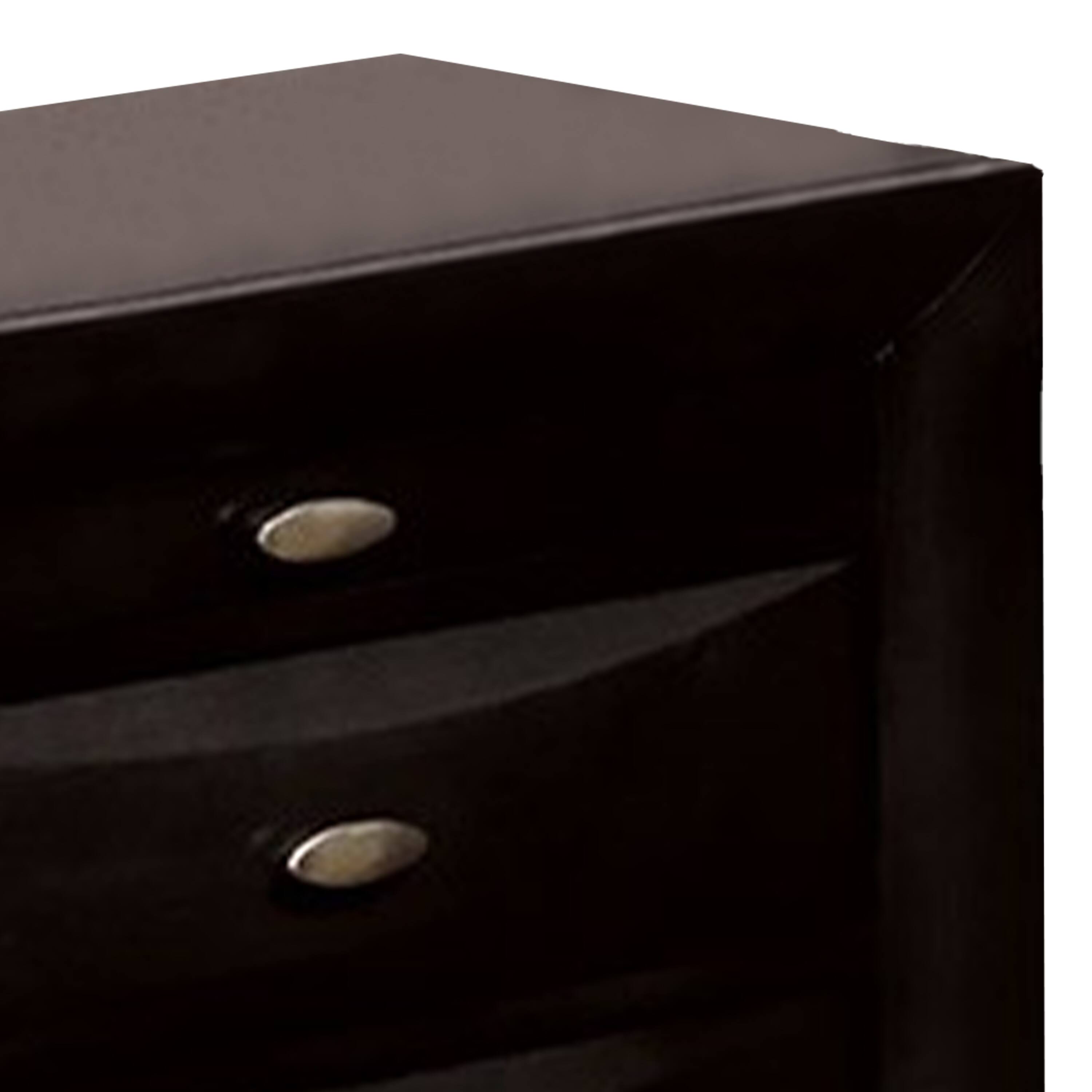 Alt View 1. Manhattan Lane - Simo Nightstand, Spacious Top, Metal Knobs, 3 Drawers, Solid Wood - Black, Nickel.