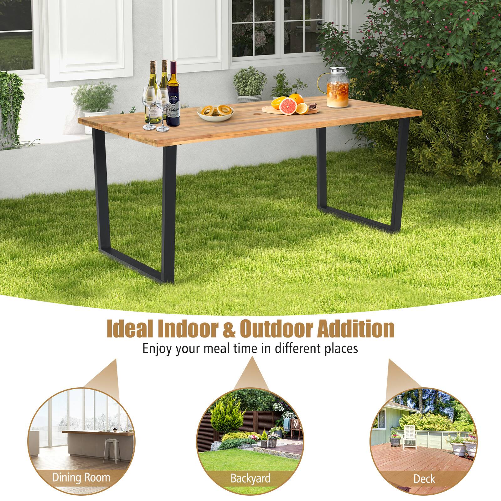 Ideal Indoor & Outdoor Addition  
Enjoy your meal time in different places  

Dining Room  
Backyard  
Deck