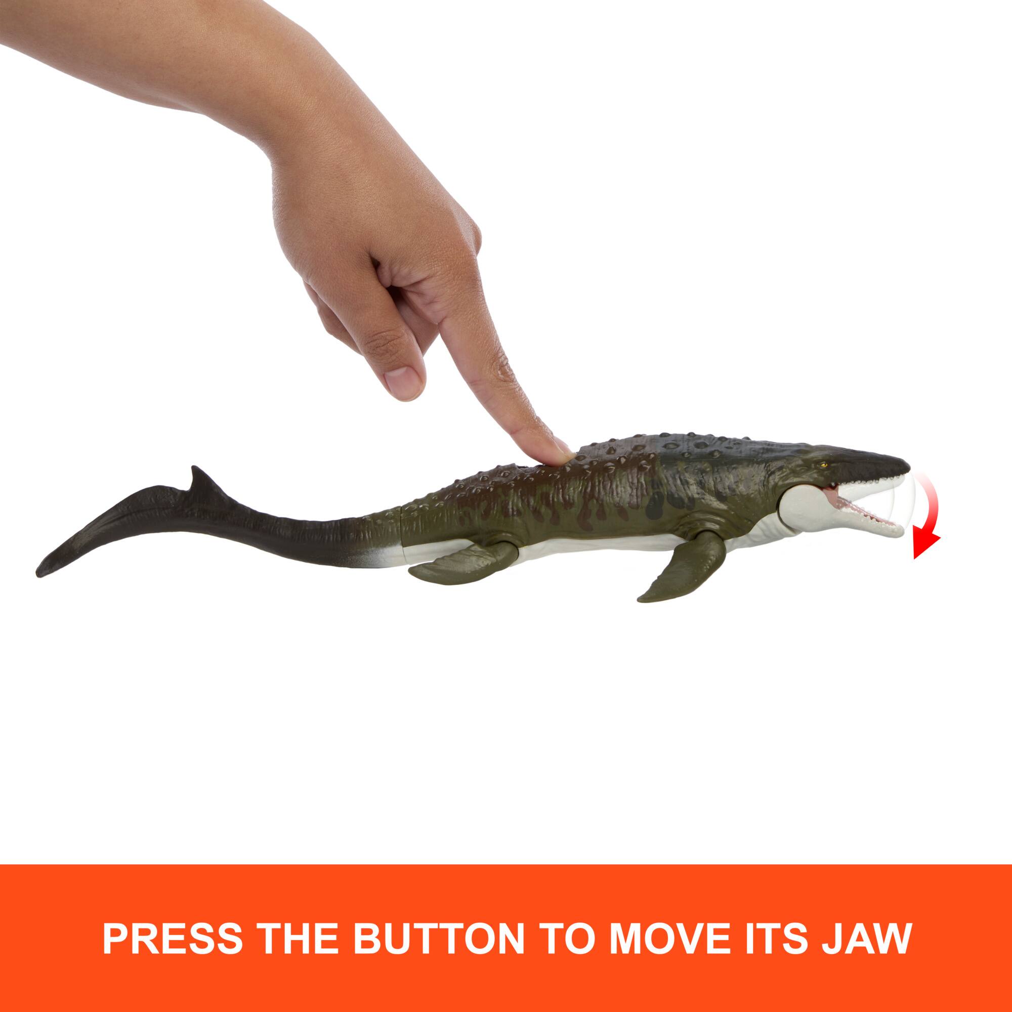 PRESS THE BUTTON TO MOVE ITS JAW