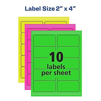 Label Size 2" x 4"  
10 labels per sheet