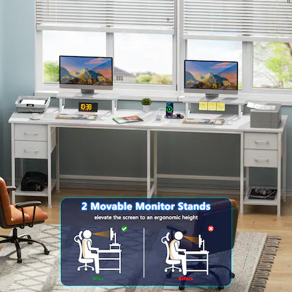 STE 0038 Sannaoddtbar F C C RIN d H 2
Movable Monitor Stands elevate the screen to an ergonomic height
2 Movable Monitor Stands
elevate the screen to an ergonomic height
After
Before