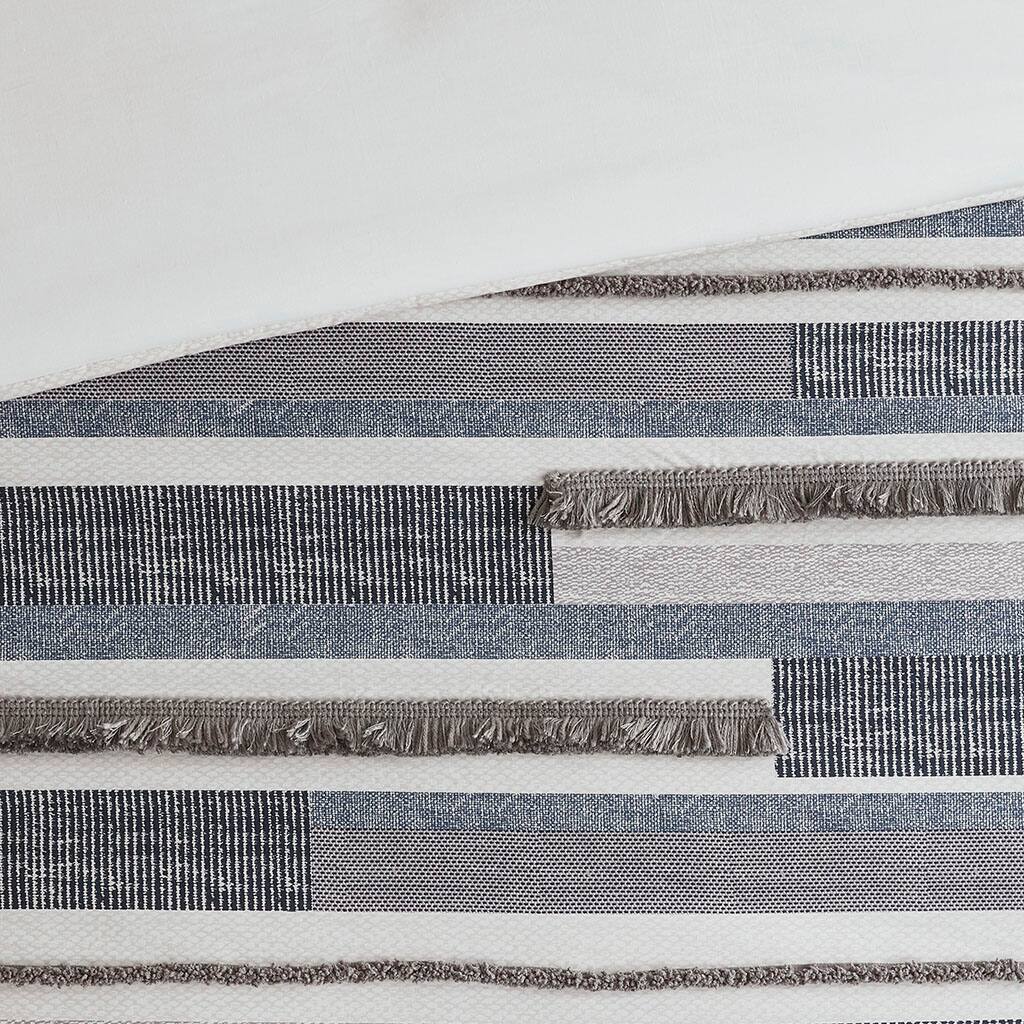 Alt View 5. Gracie Mills - Gracie Mills Oconnor 3 Piece Boho Cotton Printed Comforter Set with Trims - Navy.