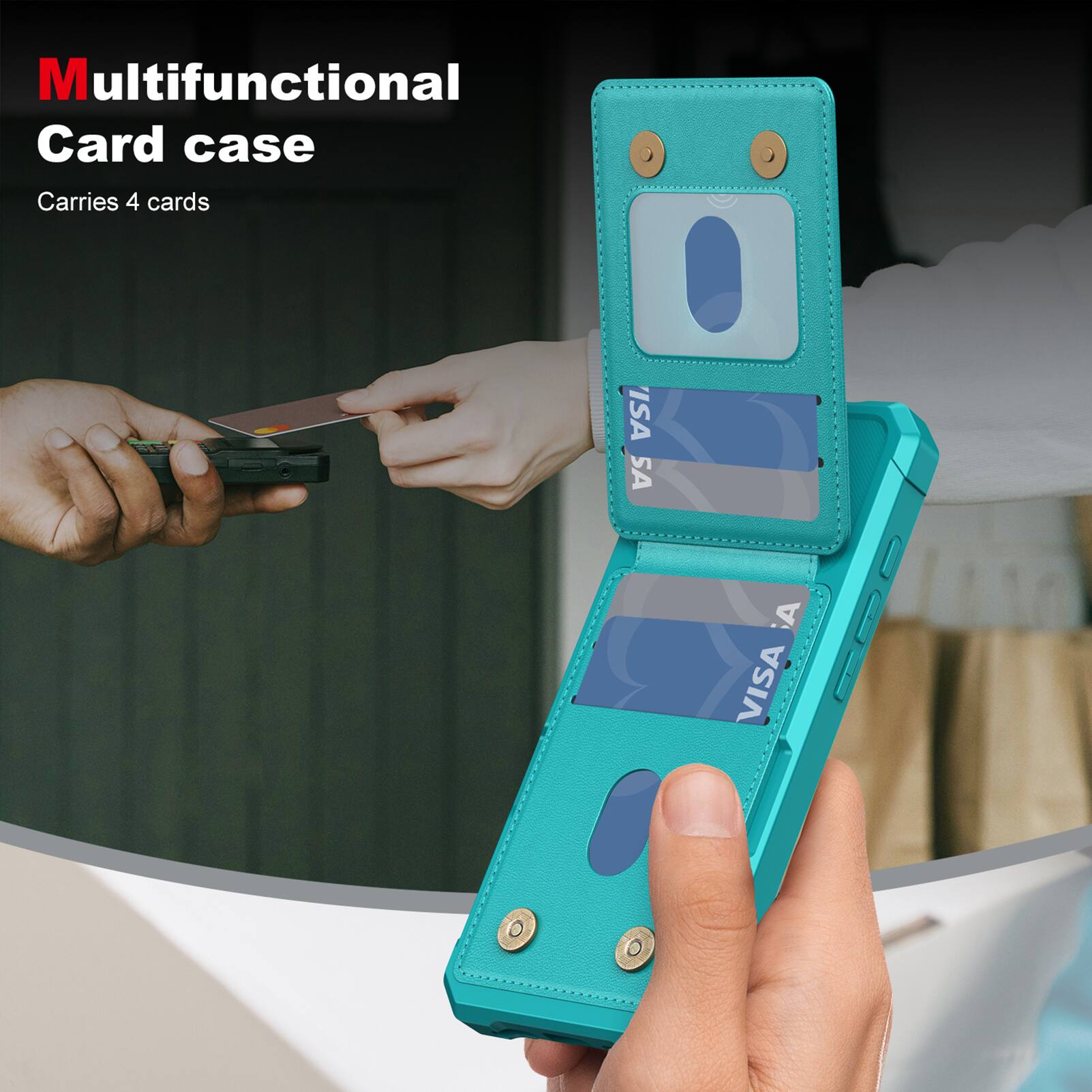 Multifunctional Card case  
Carries 4 cards