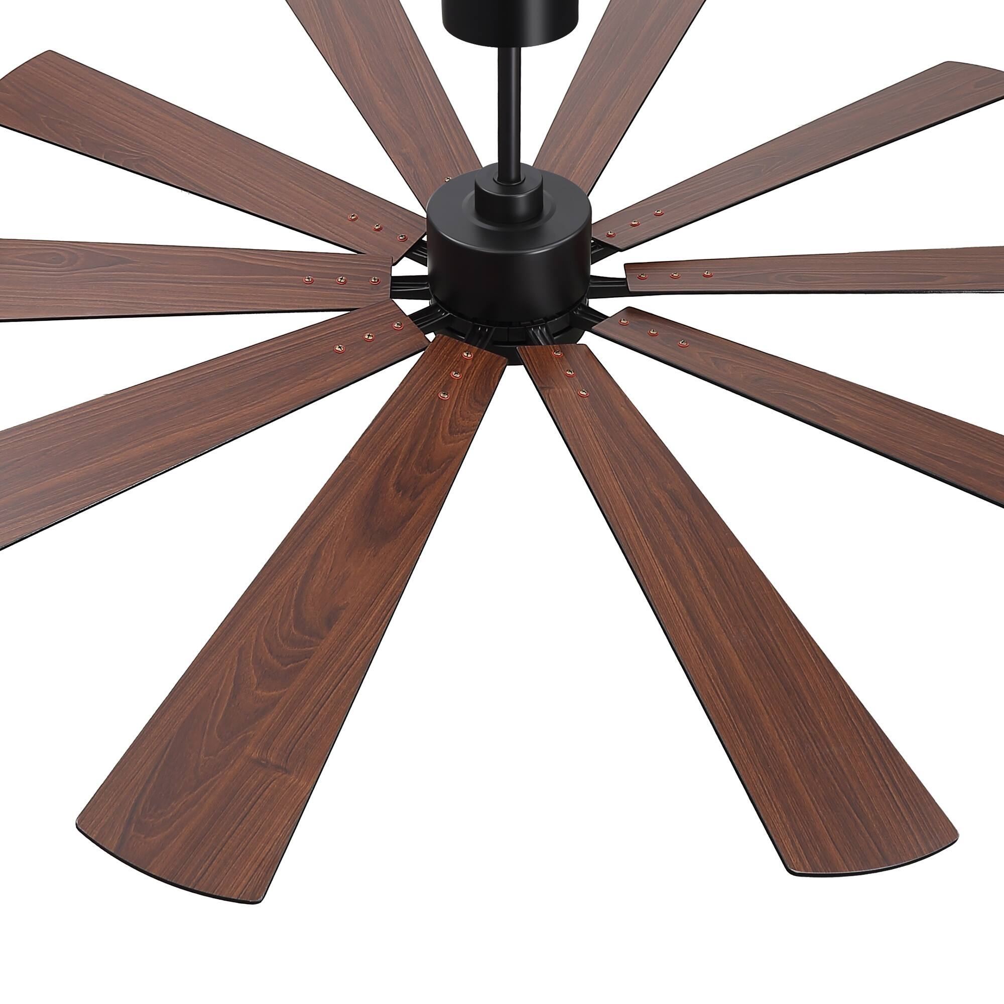 Alt View 10. Breezary - 72-Inch Modern Ceiling Fan, Dimmable LED, 10 Premium Plywood Blades, Quiet DC Motor, Remote Control, 6"/12" Downrods - 72-inch in Black and Walnut finish.