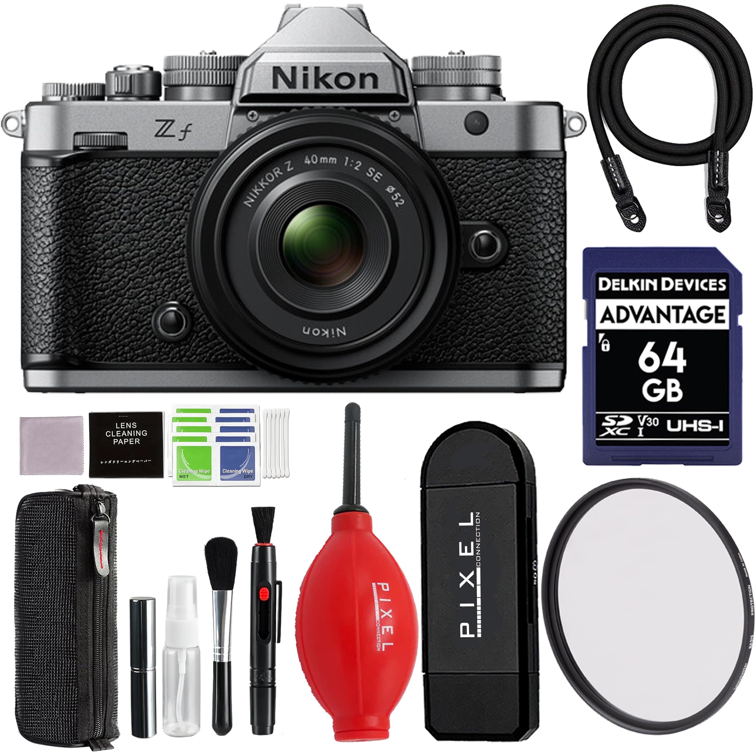 Nikon Zf f 40mm 1:2 Z SE NIKKOR 52 LENS CLEANING PAPER Nikon DELKIN DEVICES ADVANTAGE 64 GB SP V30 UHS-I XC I MET PIXEL E CONNECTION