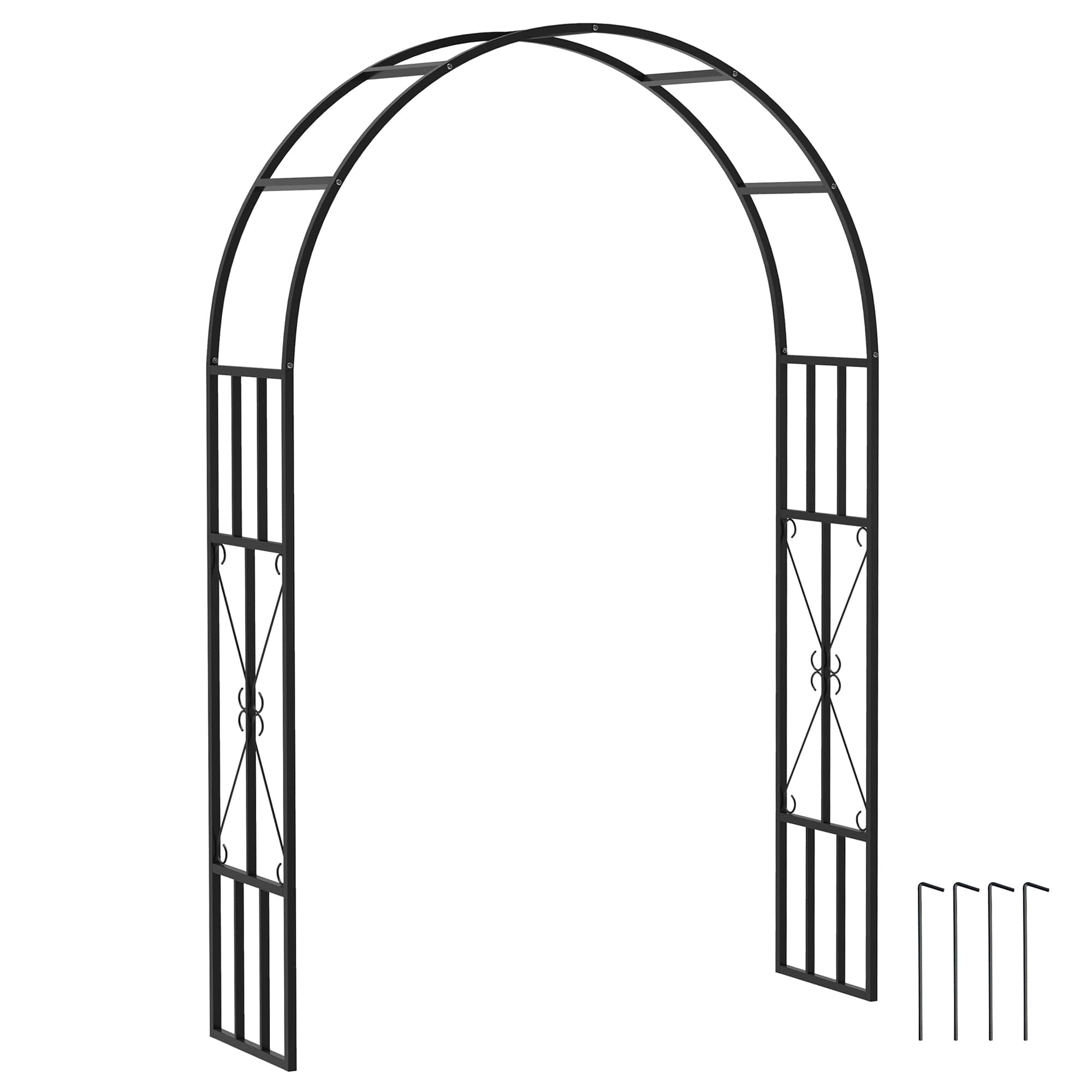 Photos - Garden Furniture Outsunny  7.3ft Steel Garden Arch Trellis, Garden Arbor Trellis for Climbing Plants Roses Wisteria Vines - Black 84J-047V00 