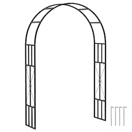 Outsunny - 7.3ft Steel Garden Arch Trellis, Garden Arbor Trellis for Climbing Plants Roses Wisteria Vines - Black