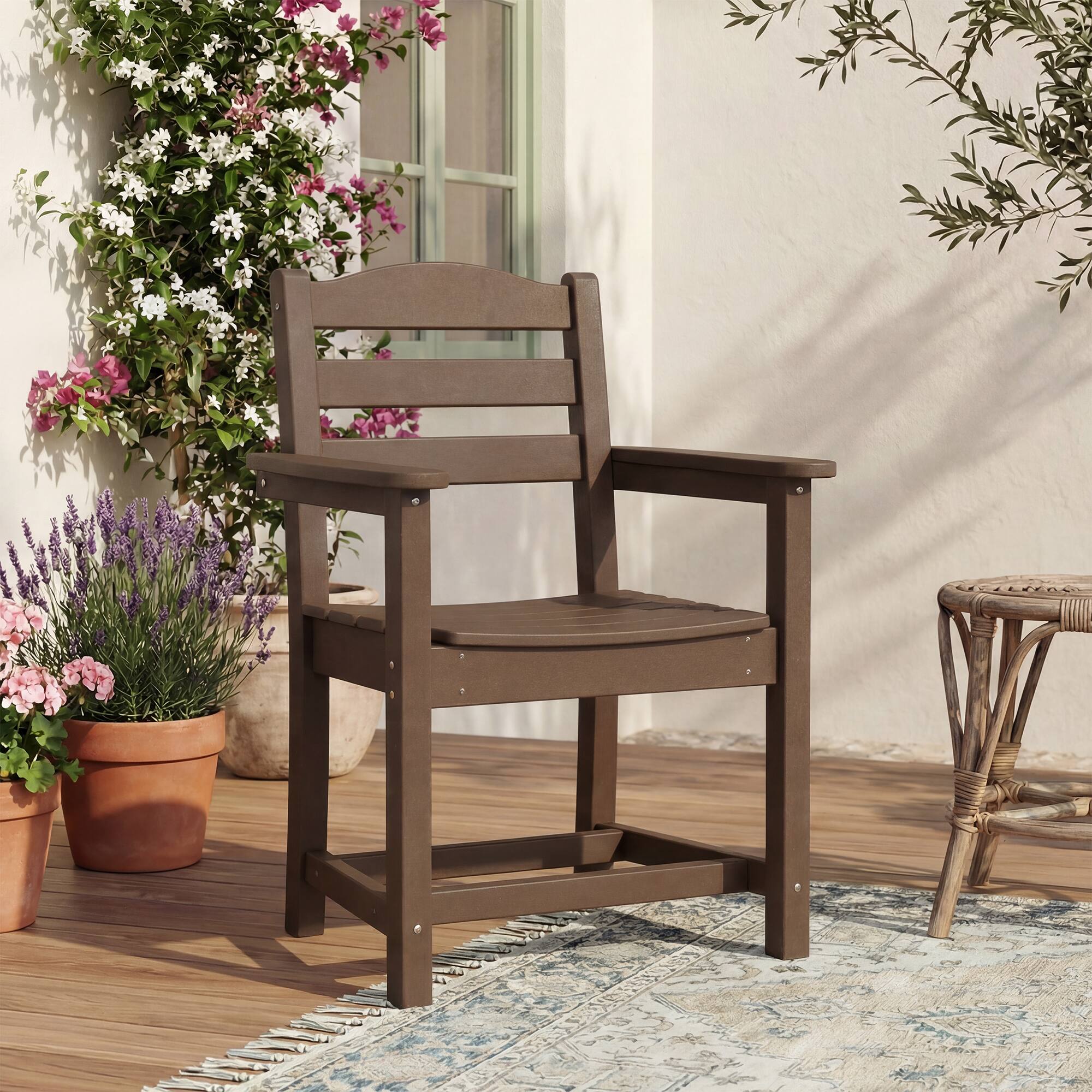 Alt View 1. Famapy - Pairs of HDPE Outdoor Dining Chair - 4 Colors Weatherproof Patio Armchair for Garden, Poolside 330LBS Capacity - Dark Brown.