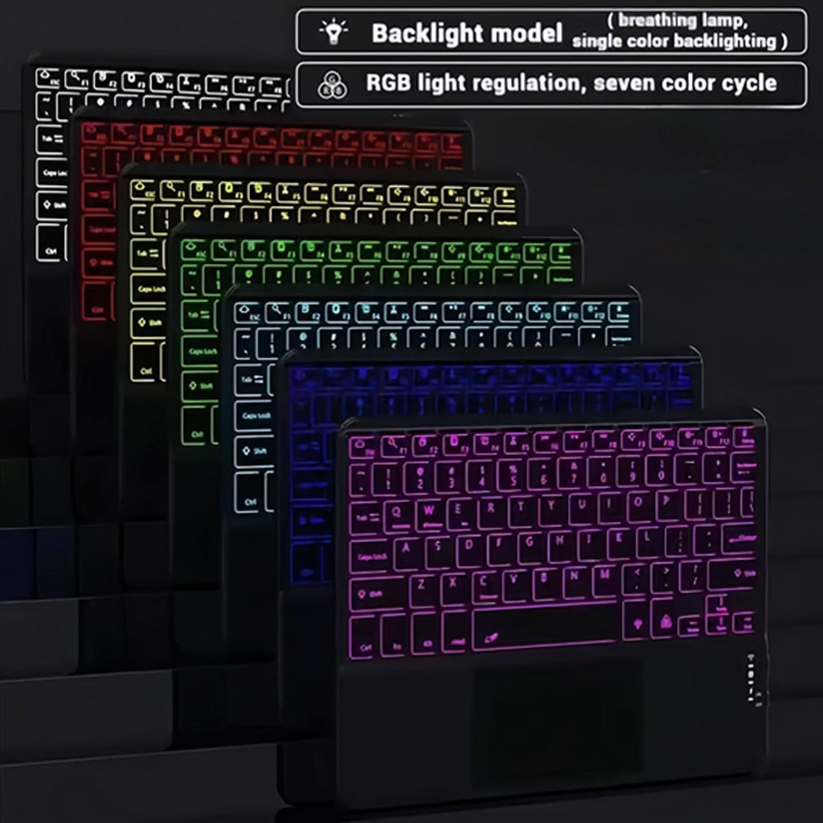Backlight model (breathing lamp, single color backlighting)  
RGB light regulation, seven color cycle