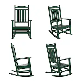 WestinTrends - Malibu Outdoor Patio Poly Classic Porch Rocking Chair (Set of 4) - Dark Green