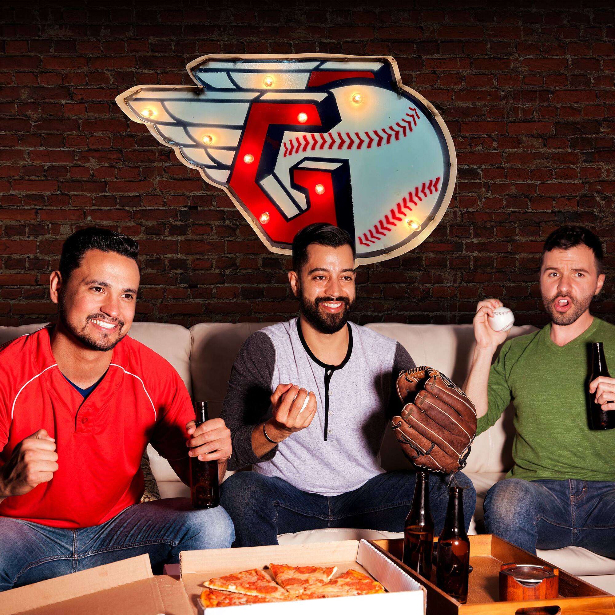 Alt View 2. Imperial - Cleveland Guardians 18'' x 25'' Logo Recycled Metal Sign - Multicolor.