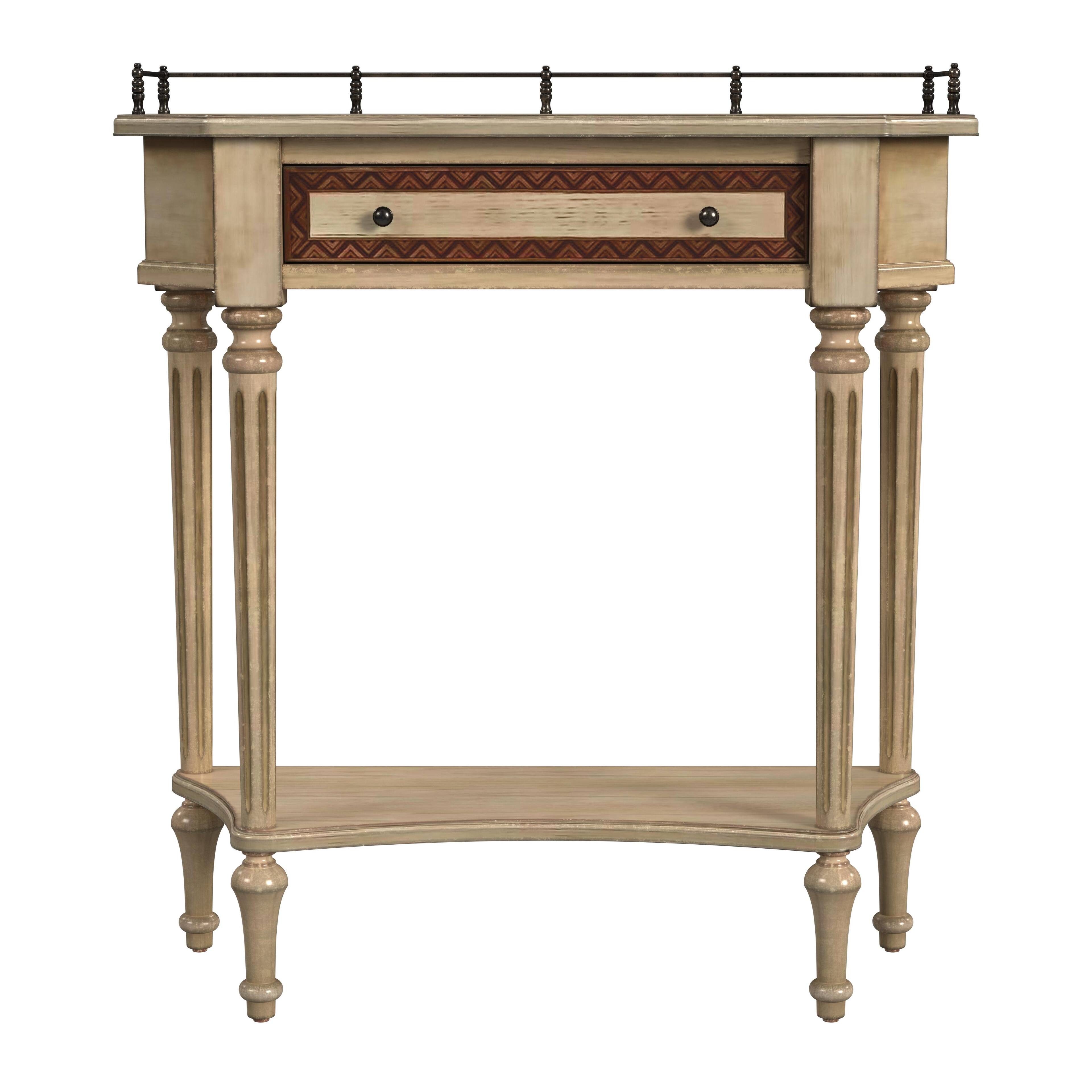 Alt View 1. Butler Specialty - Charleston 30 in. W Demilune Wood 1 Drawer Console Table with Lower Open Shelf - Beige.