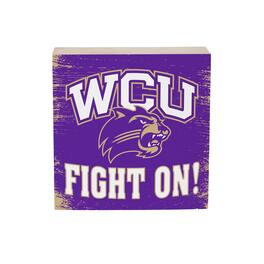 Evergreen Enterprises - Western Carolina Catamounts 6" Square Fan Chant Wood Block Shelf Sign - Multicolor