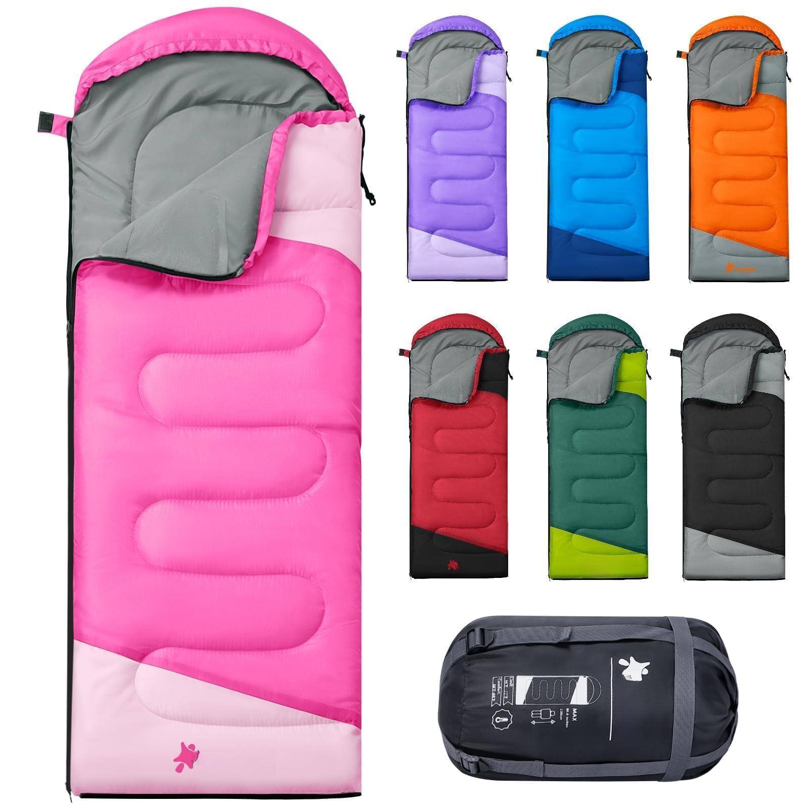 Dapper Styles - Sleeping Bags For Adults Lightweight Water Resistant Backpacking Camping Bag Warm Cold Weather Hiking Outdo - Pink