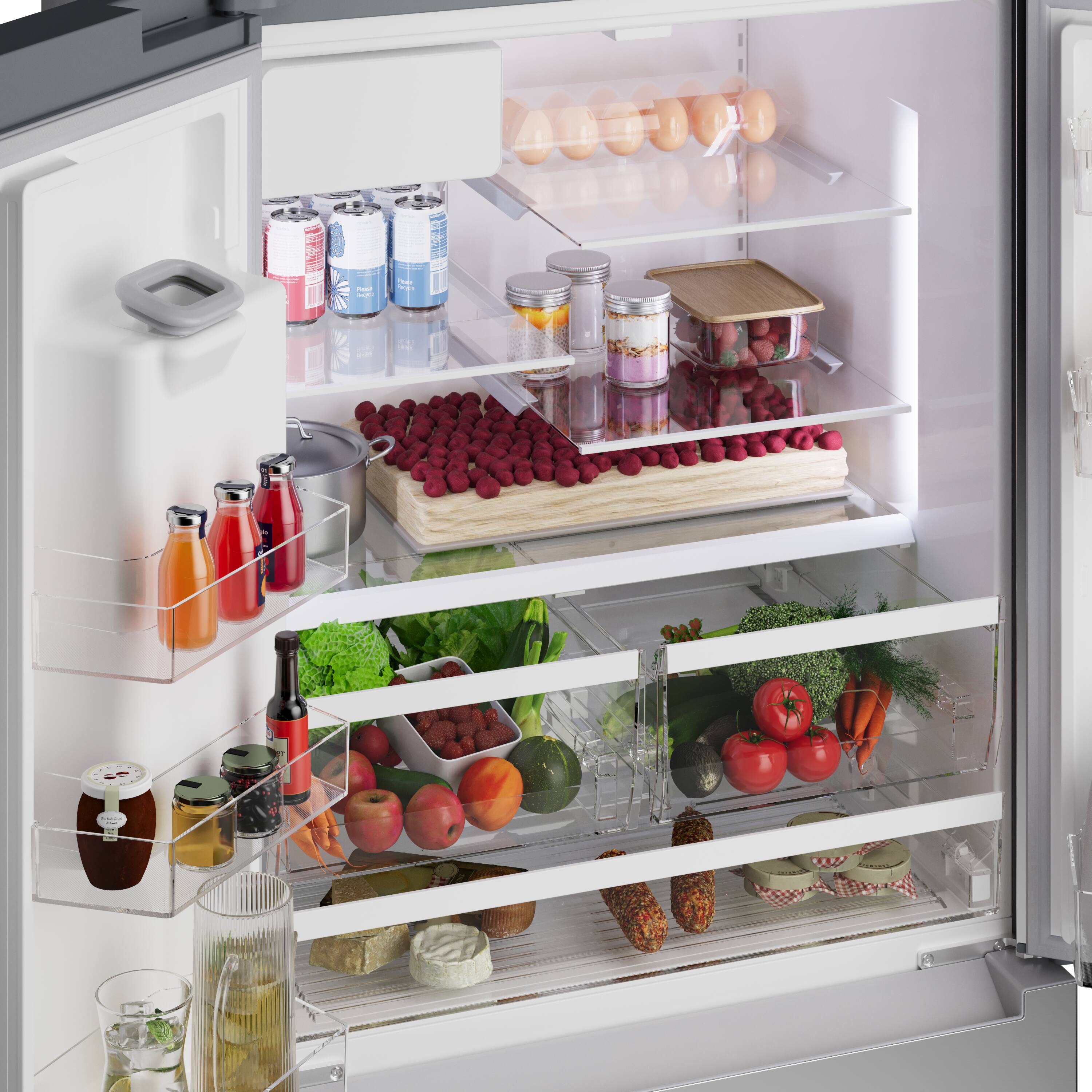 Alt View 6. Bosch - 100 Series 21.6 Cu. Ft. Bottom-Freezer French Door Counter-Depth Smart Refrigerator with External Water and Ice - Stainless Steel.