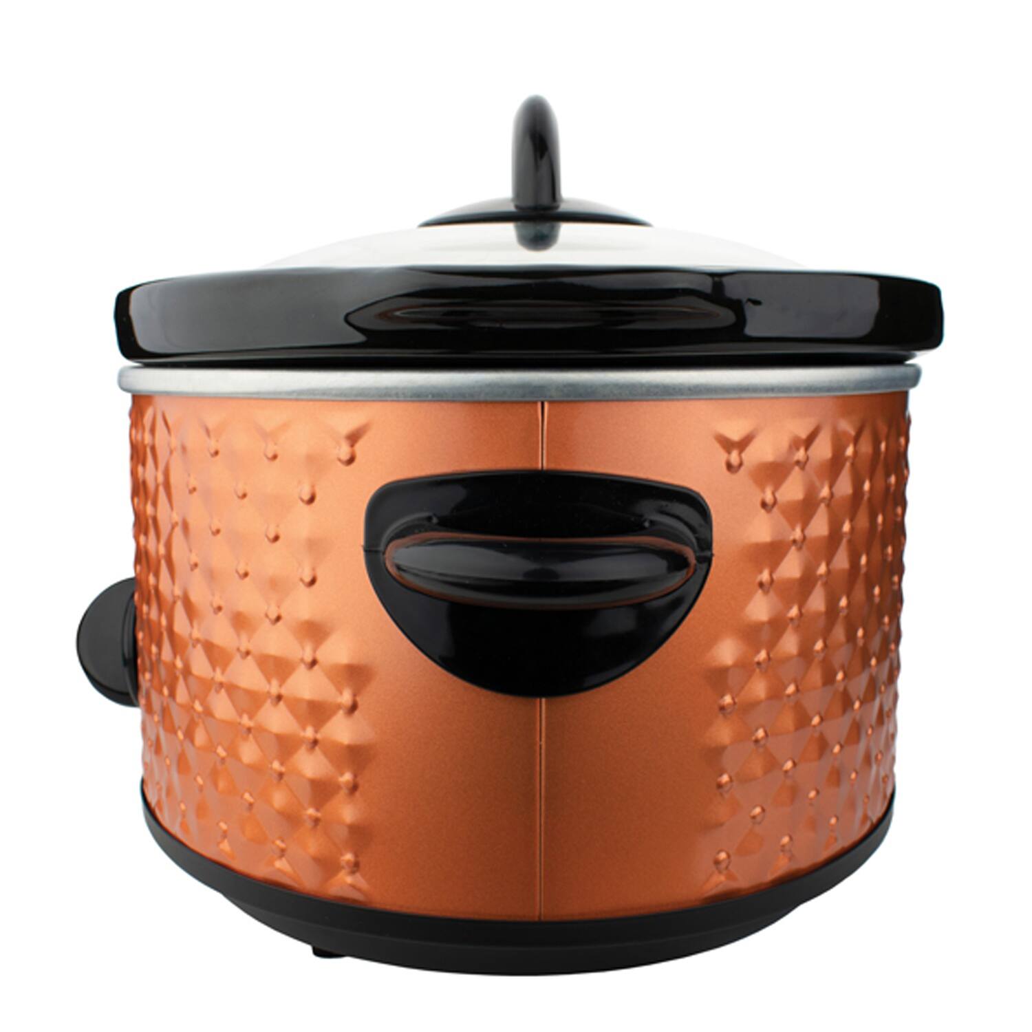 Left. Brentwood - Brentwood 3.5 Quart Diamond Pattern Slow Cooker in Copper - Copper.