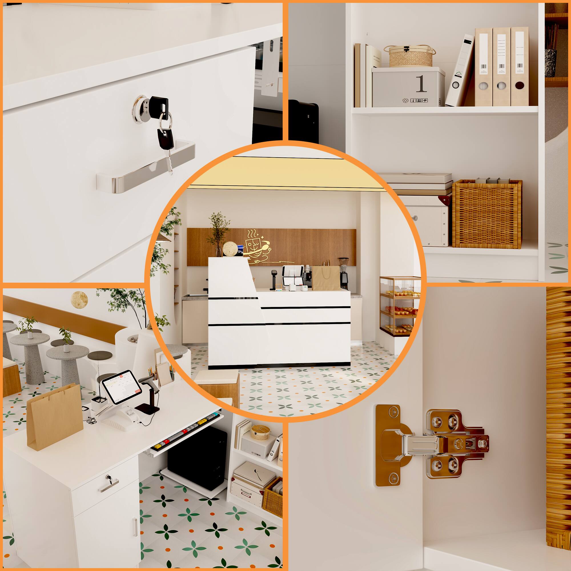 Alt View 6. FUFU&GAGA - FUFU&GAGA Reception Desk – Modern Office Welcome & Service Station - White.