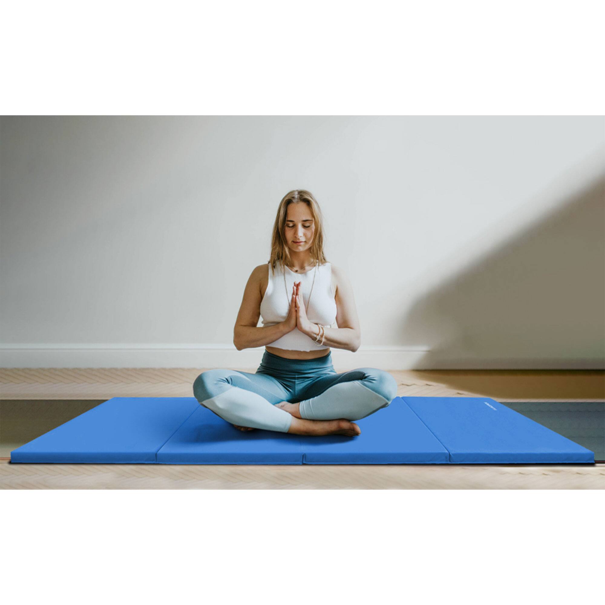 Alt View 5. BalanceFrom Fitness - BalanceFrom 4' x 6' x 2" All Purpose Folding Fitness Gymnastics Gym Mat, Blue - Blue.