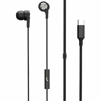 Front. Maxell - Maxell Sync Up Type C Earbuds - Stereo - USB Type C - Wired - Earbud - Binaural - In-ear - Black - Black.