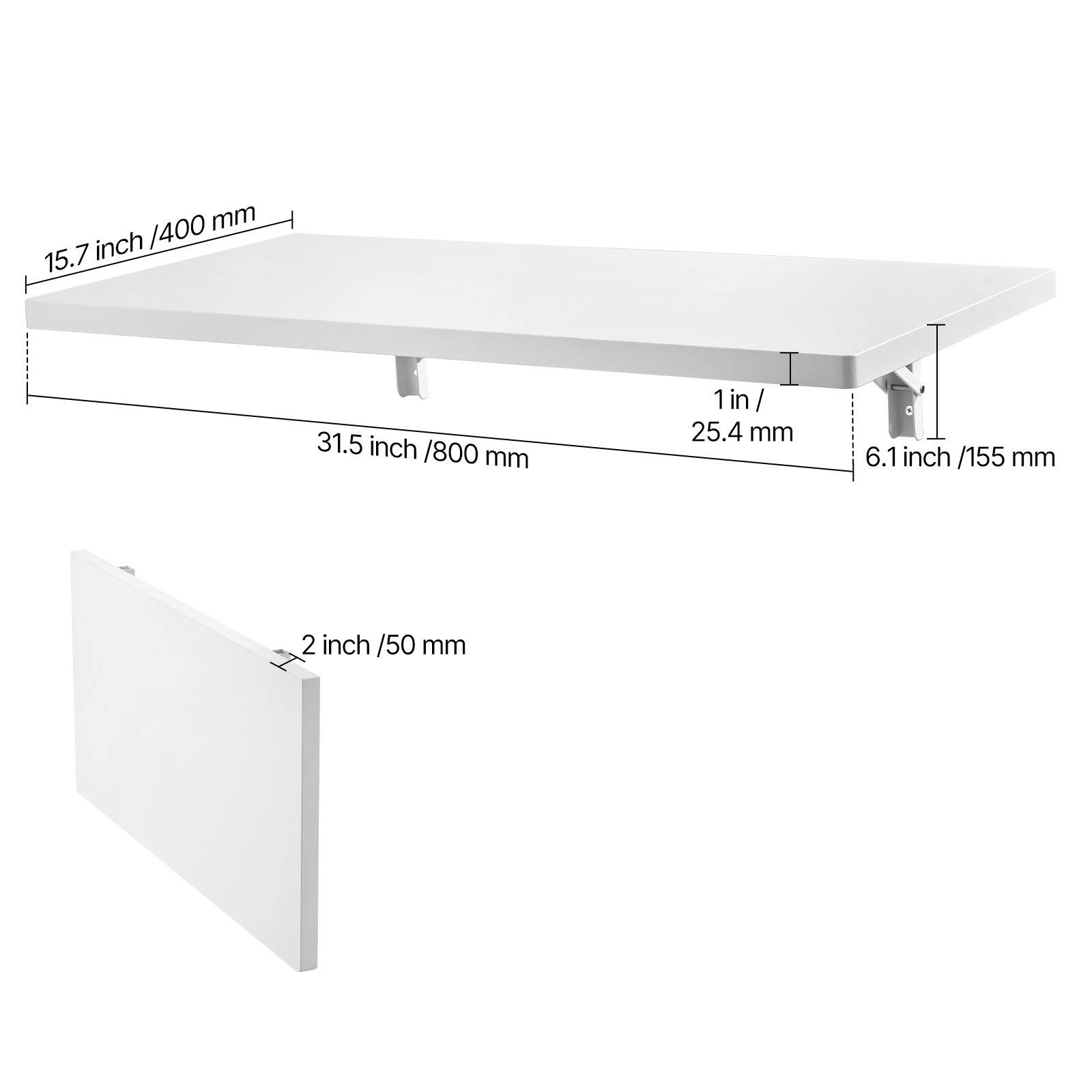 - 15.7 inch / 400 mm
- 31.5 inch / 800 mm
- 1 in / 25.4 mm
- 6.1 inch / 155 mm
- 2 inch / 50 mm