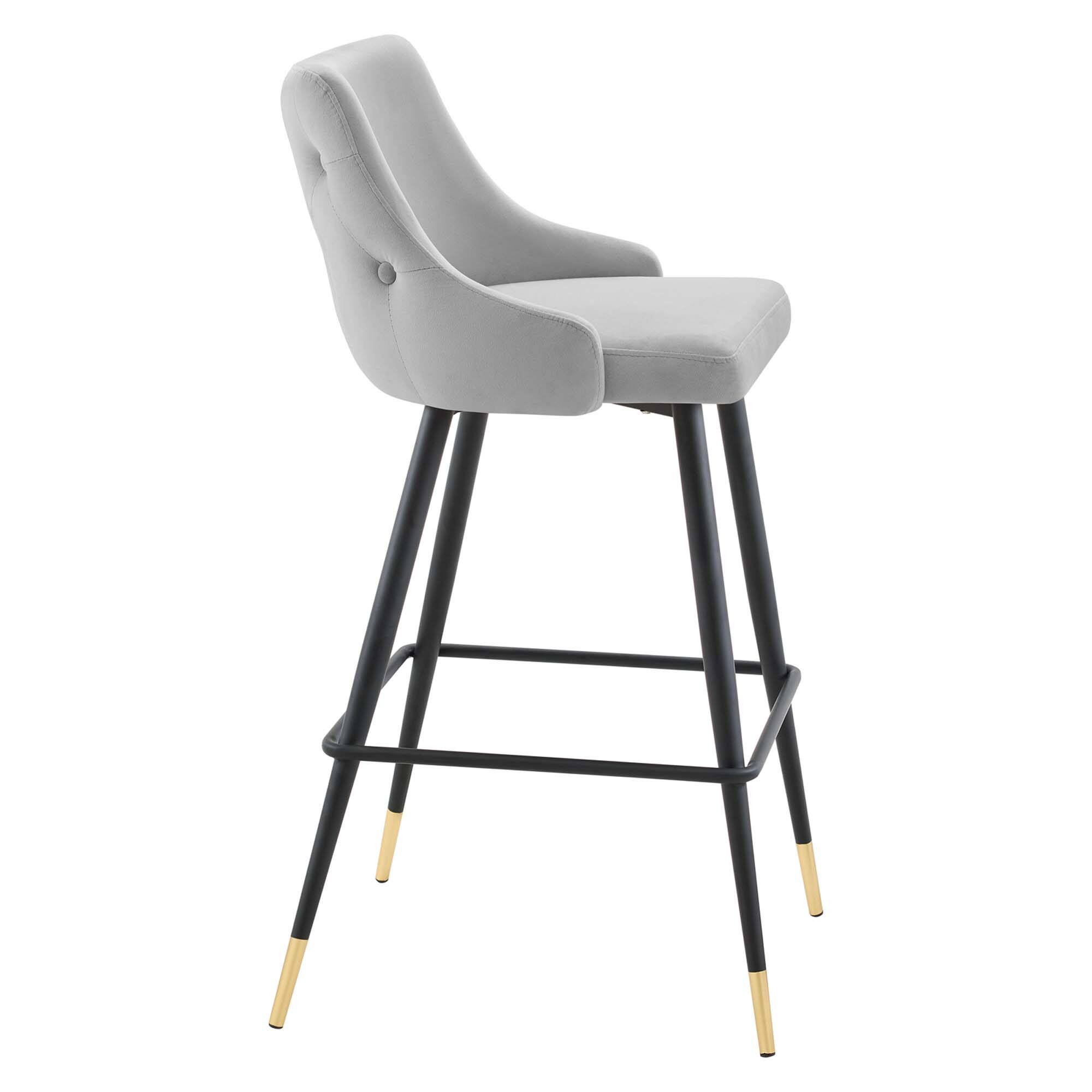 Alt View 1. Modway - Adorn Performance Velvet Bar Stool by Modway - Light Gray.