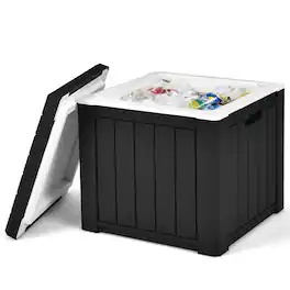 Costway - 10 Gallon Ice Cooler w/ Built-in Handles and Detachable Lid - Black