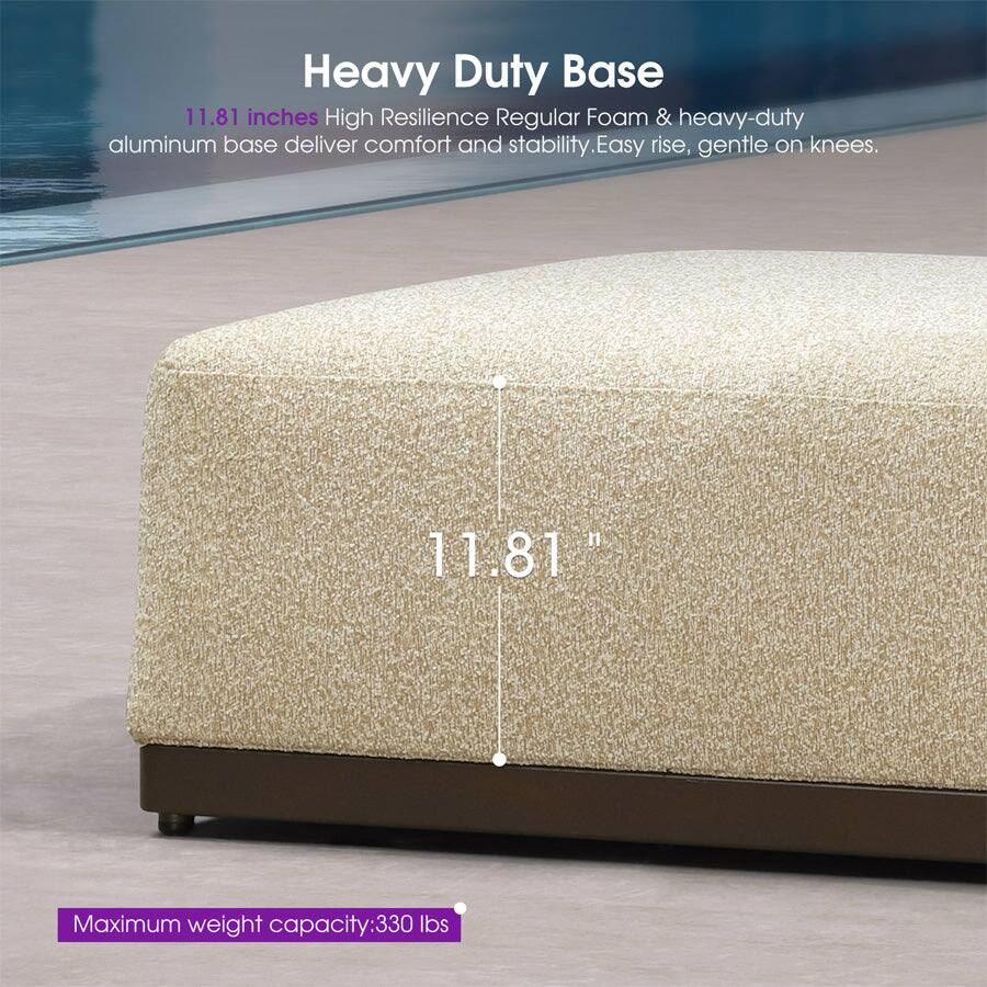 Heavy Duty Base

11.81 inches High Resilience Regular Foam & heavy-duty aluminum base deliver comfort and stability. Easy rise, gentle on knees.

Maximum weight capacity: 330 lbs