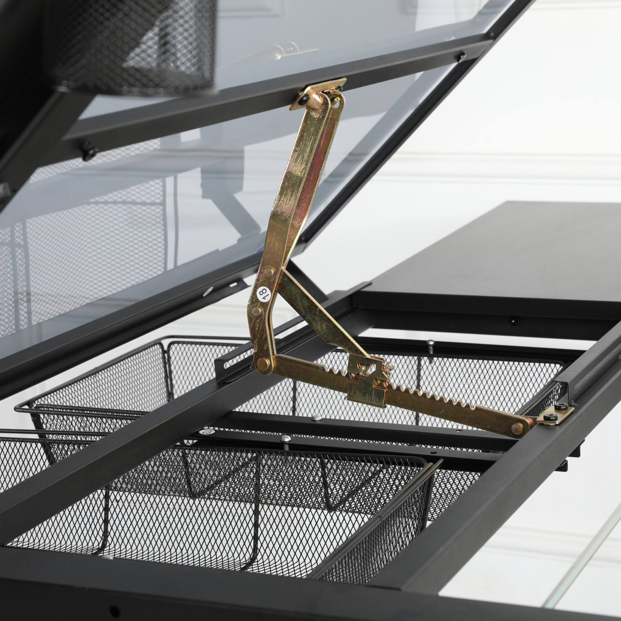 Alt View 7. GOODSILO - Hand Crank Adjustable Drafting Table with Tilting Glass Top and Side Extension Panel for Artists and Designers - Black.