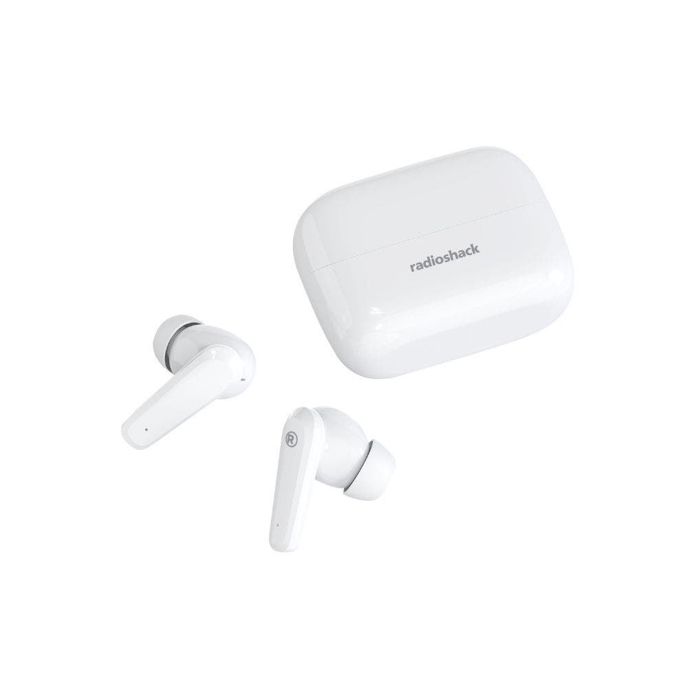 Left. RadioShack - True Wireless Earbuds 380MAH Active Noise Cancelling ENC IPX5 3304380 - White.