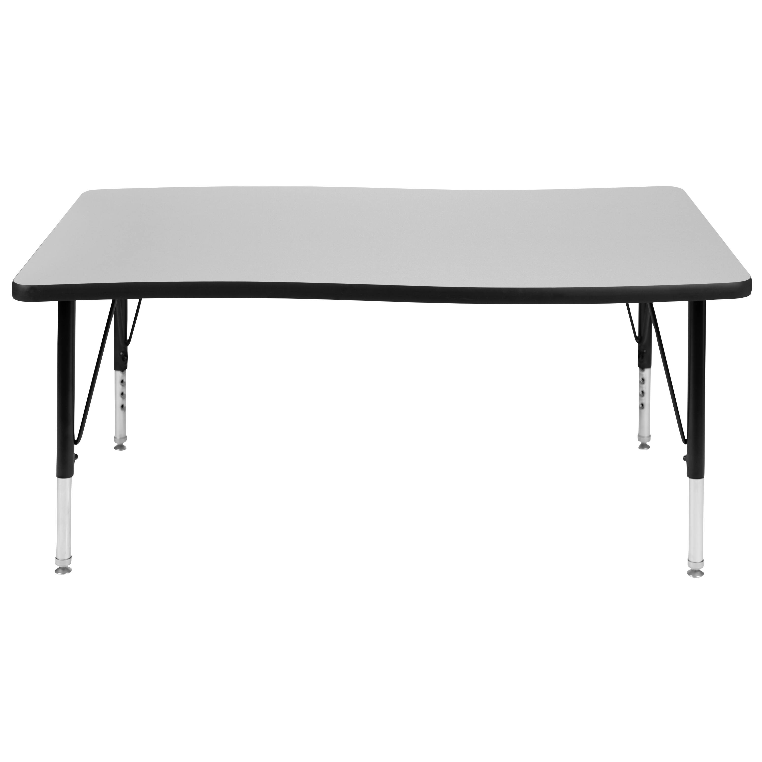 Alt View 5. Emma + Oliver - 28"W x 47.5"L Rectangle Wave Flexible Collaborative Kids Adjustable Activity Table - Grey.