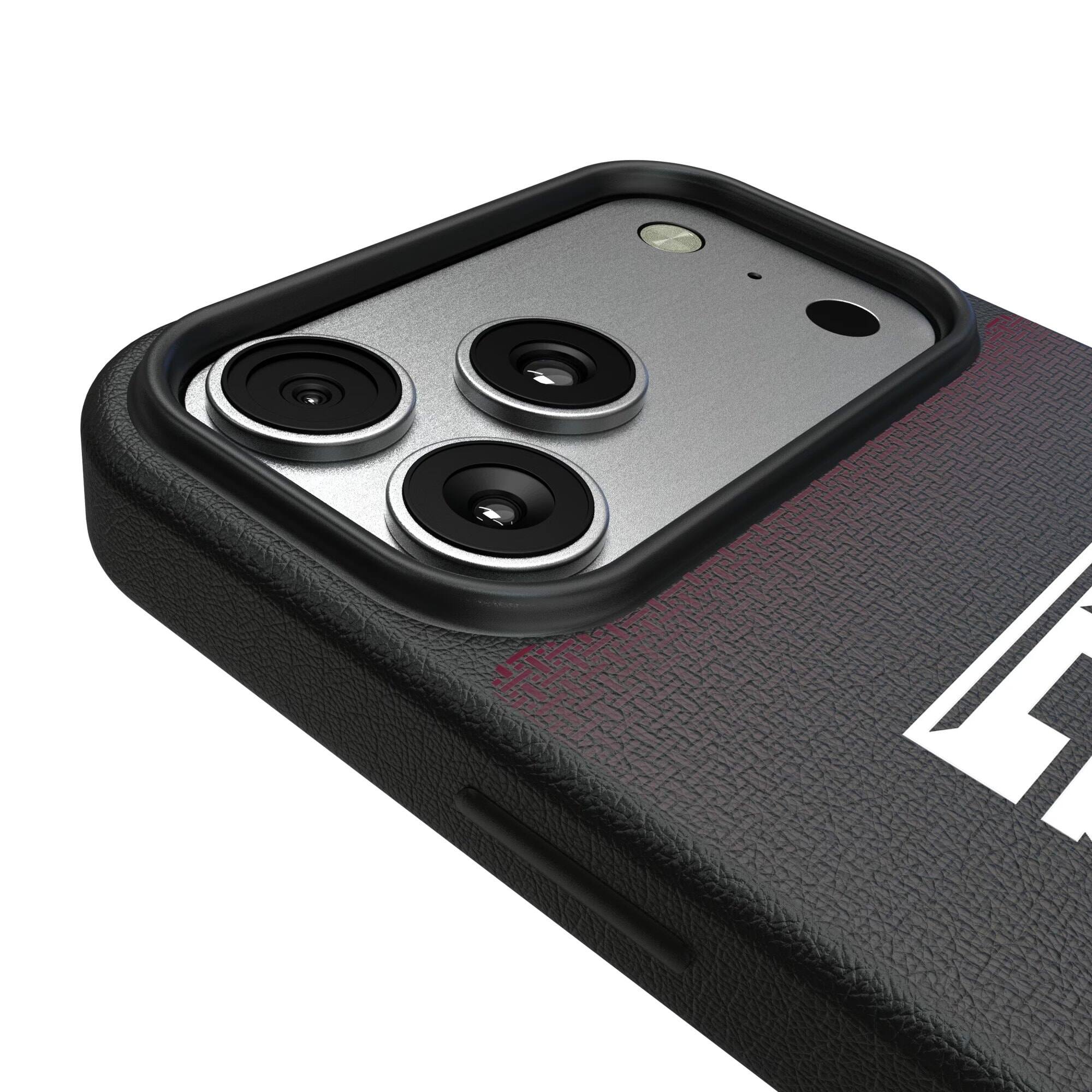 Alt View 2. Keyscaper - Texas A&M Aggies Linen Logo iPhone Magnetic Bump Case - 15 Plus - Black.