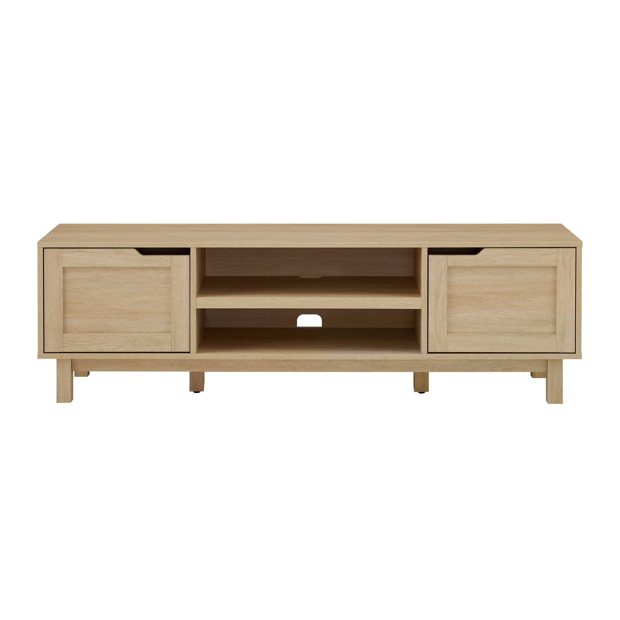 Front. Walker Edison - 58" Modern 2-Door Simple TV Stand for TVs up to 65" - Coastal Oak.