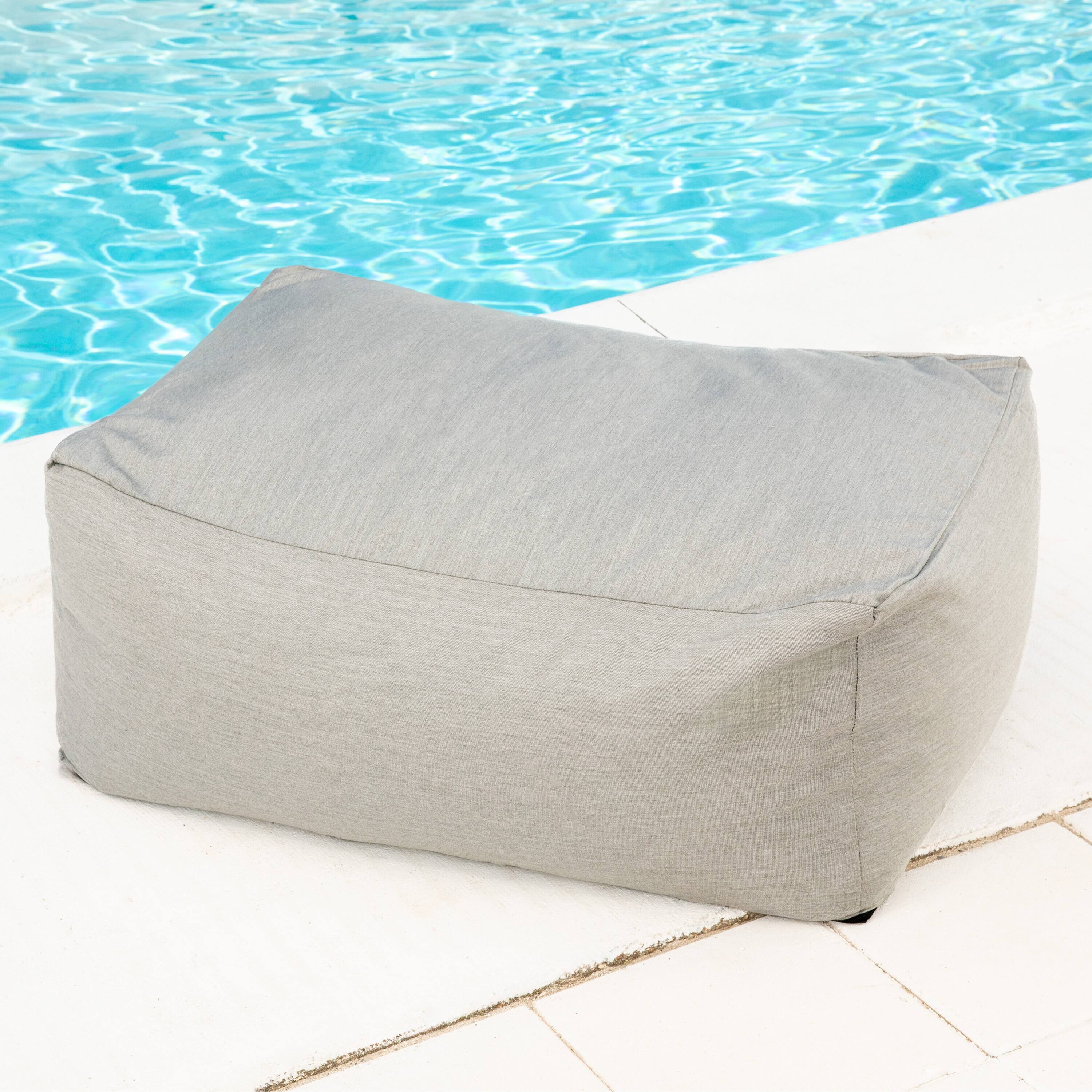 Angle. Jaxx - Jaxx Tybee Large Outdoor Ottoman (Ottoman Only) - Sunbrella - Sunbrella Granite - Granite.
