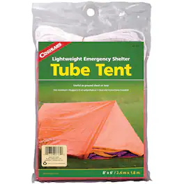Coghlan’s - Coghlan's Lightweight Emergency Shelter Tube Tent, 2 Person, Ground Sheet/Tarp - Orange