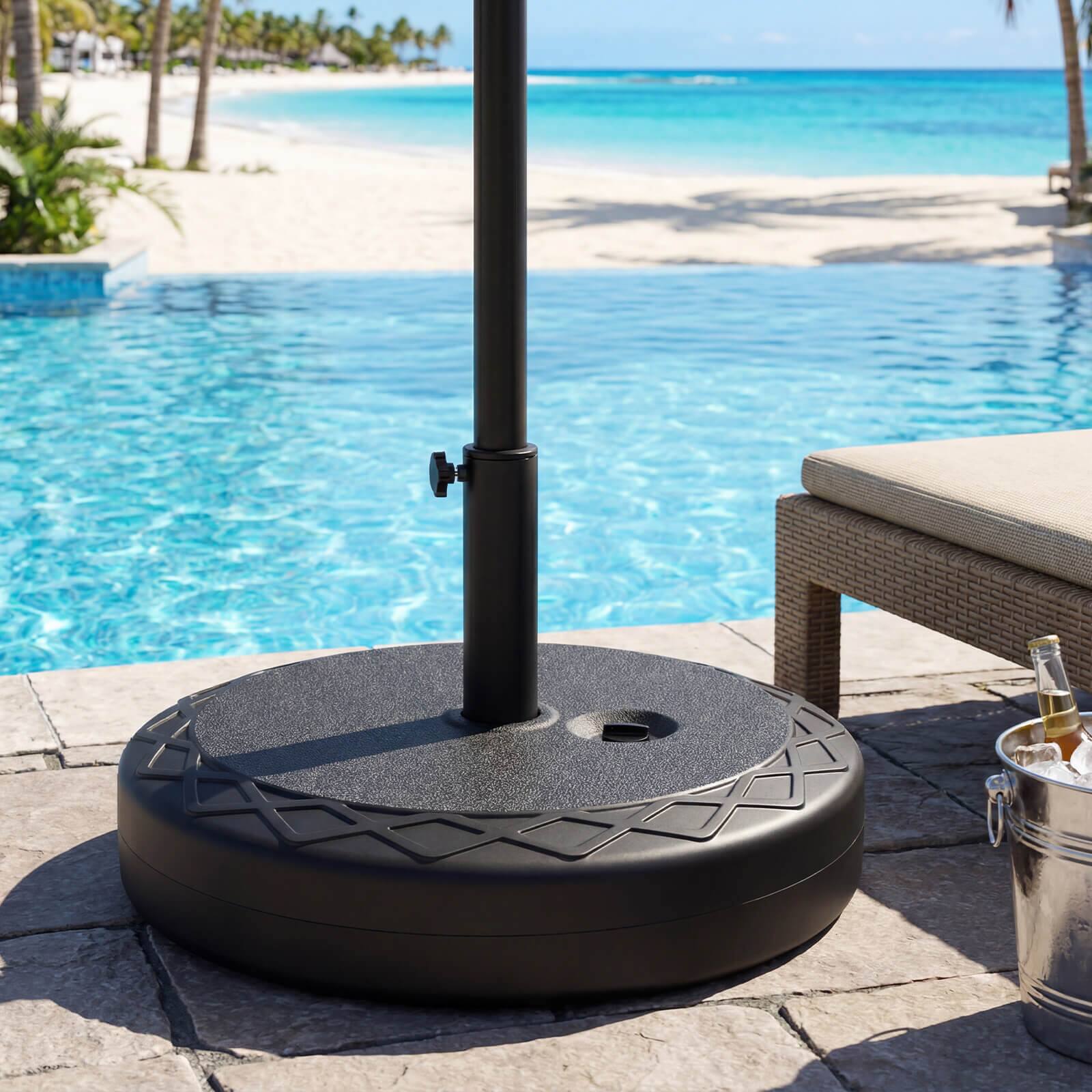 Alt View 1. Costway - Costway Fillable Umbrella Base 90 LBS Heavy Duty,Sand Filled Round Market Umbrella Stand - Black.