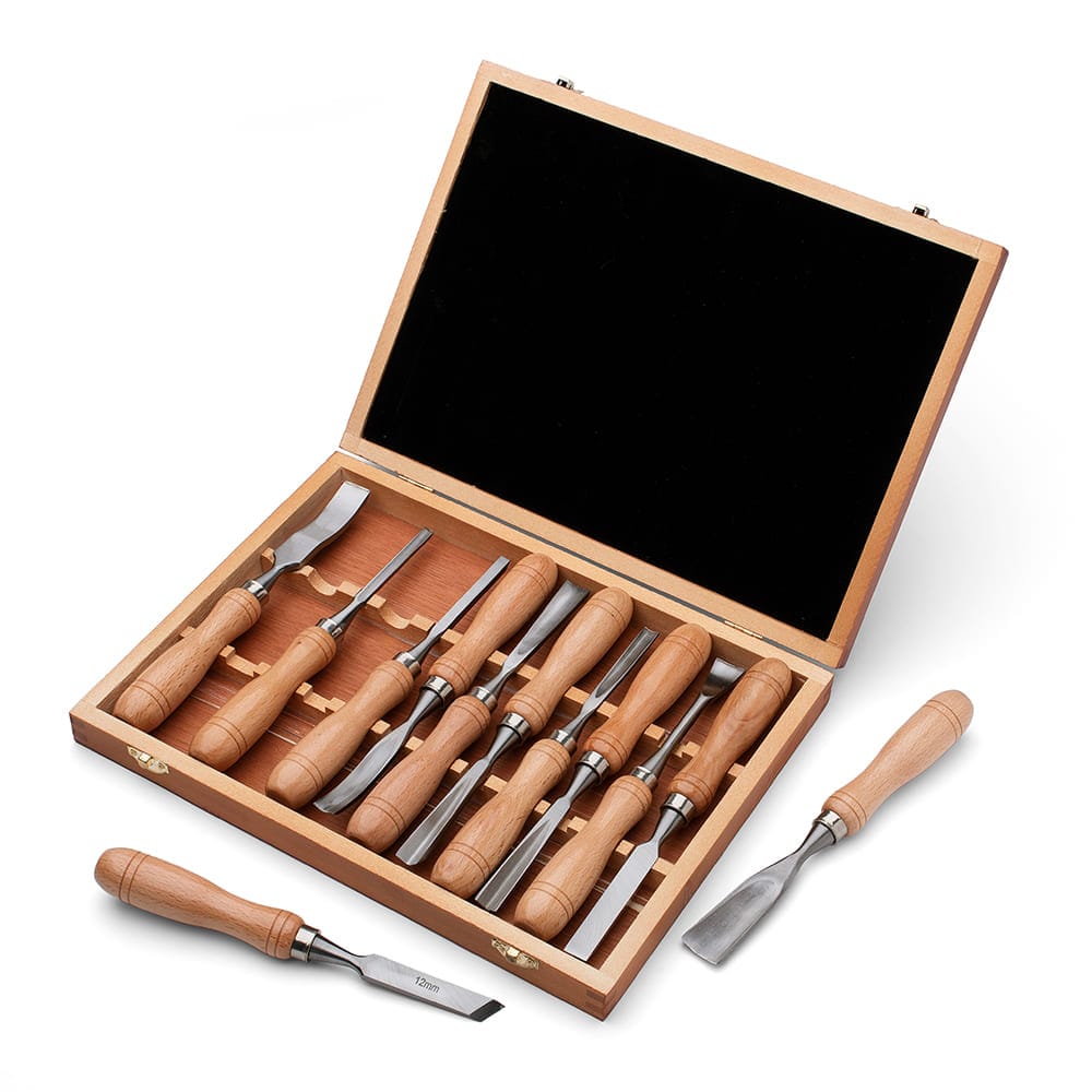 Kings County Tools - 12-Piece Wood Carving Tool Set with Beechwood Handles, Gouges & Chisels Kit with Wooden Storage Box price history on PriceWatchPro