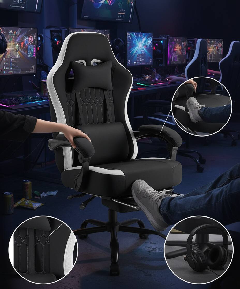 Alt View 5. AOITUN - High Back Ergonomic Computer Gaming Chair for Daily Use - Black.