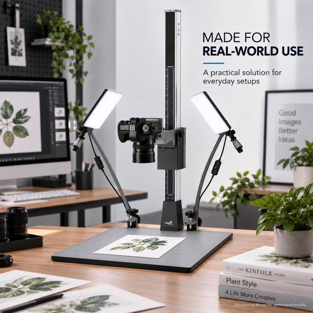 Impact Pro Copy Stand with Dual LED Panel Light Kit, 42 Inch Column, 23 ...