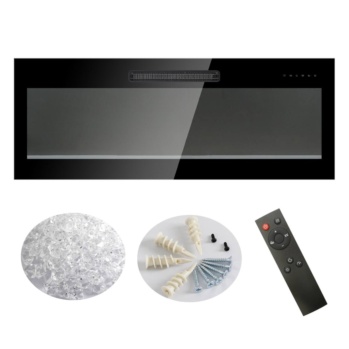 Alt View 10. Loheer - Loheer 50 inch recessed electric fireplace Ultra Thin Tempered Glass Wall Mounted Heater with Remote - Antique Black.