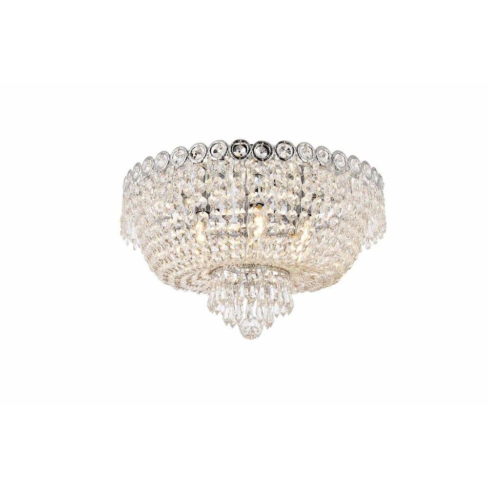 Left. Elegant Lighting - Century 6 light Chrome Flush Mount Clear Royal Cut Crystal - Chrome.