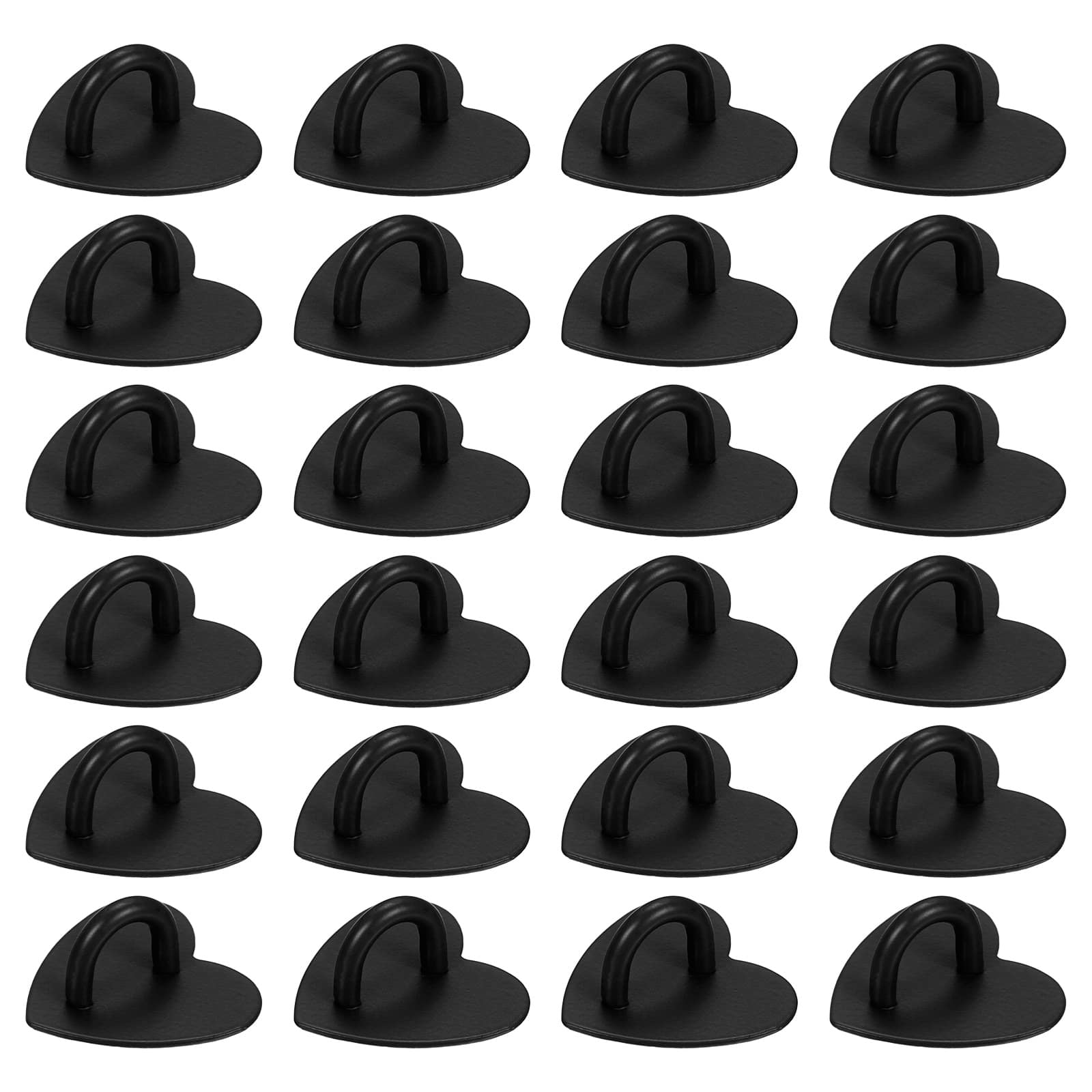 Unique Bargains - Metal Phone Charm Hook 1", 24pcs Adhesive Heart Shaped Finger Grip for Smartphones Keychain Tablet Case Accessories - Black