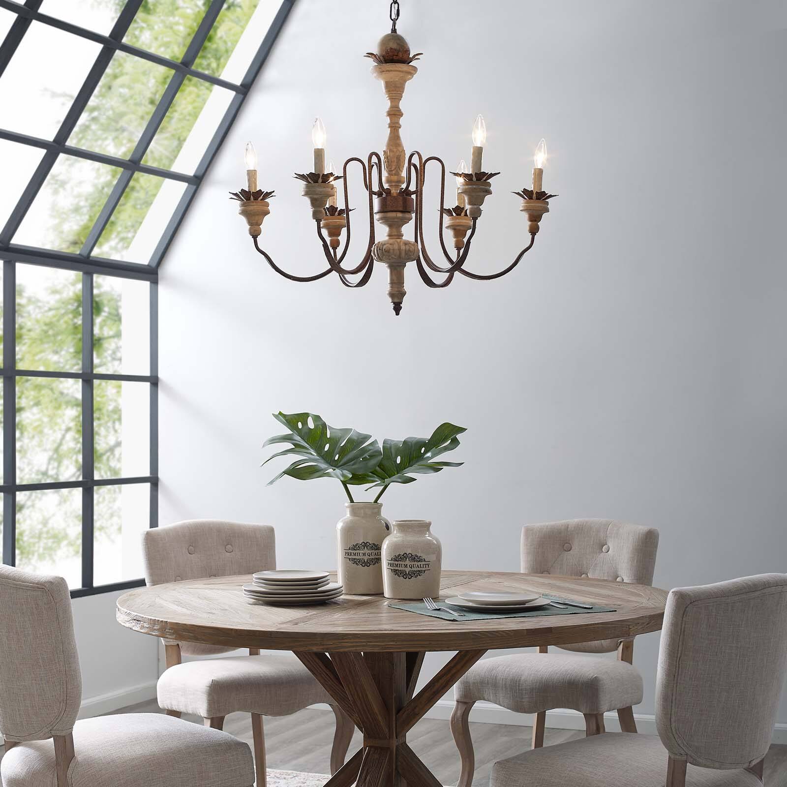 Left. Modway - Bountiful Vintage French Pendant Ceiling Light Candelabra Chandelier by Modway - Black.