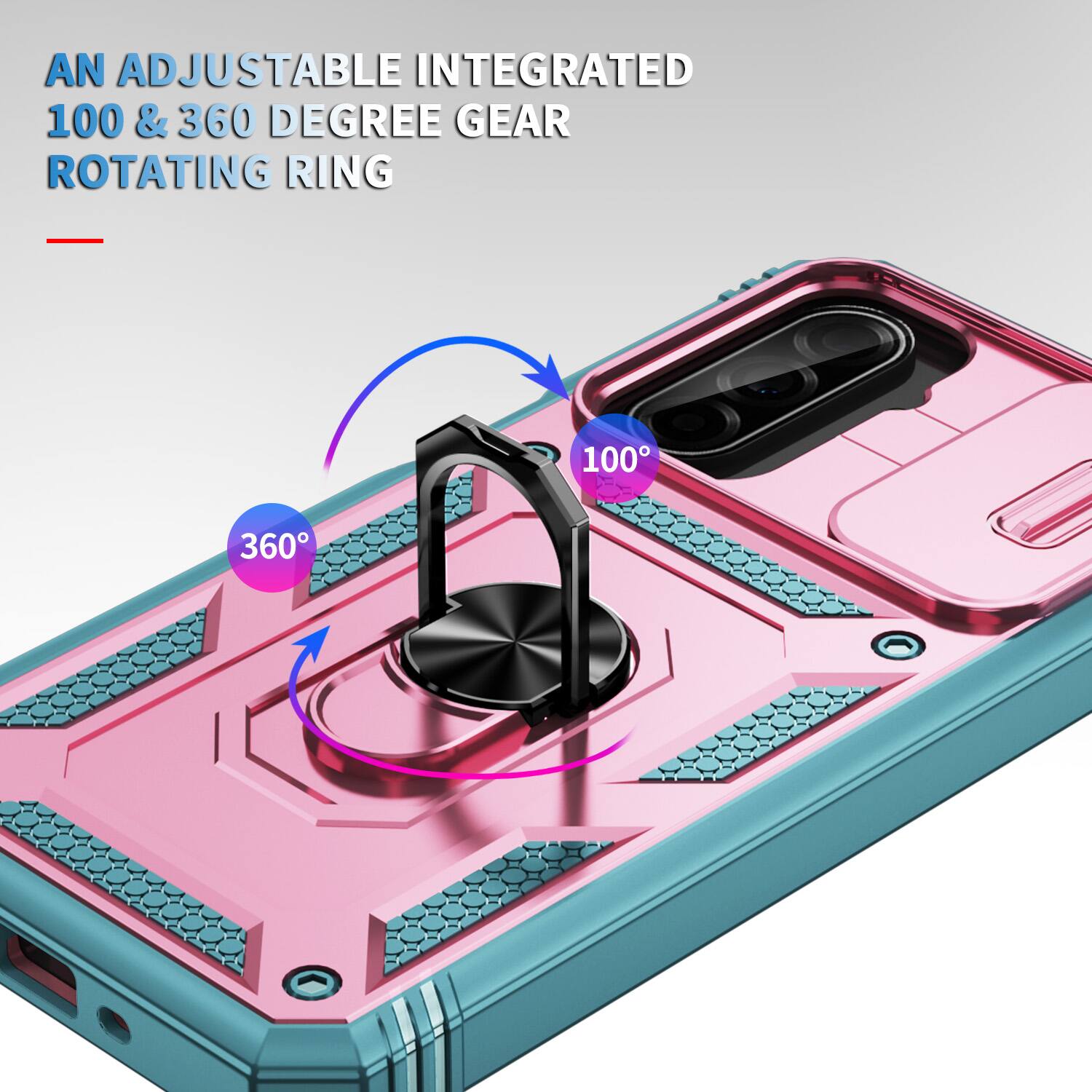 AN ADJUSTABLE INTEGRATED 100 & 360 DEGREE GEAR ROTATING RING