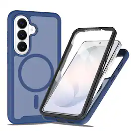 Dteck - for Samsung Galaxy S26 Magnetic Matte Case with Built-in Screen Protector,Shockproof Full Body Protective Cover - Blue