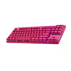 Front. Logitech - PRO X TKL LIGHTSPEED Wireless Mechanical Tactile Switch Gaming Keyboard with LIGHTSYNC RGB for PC - Magenta.