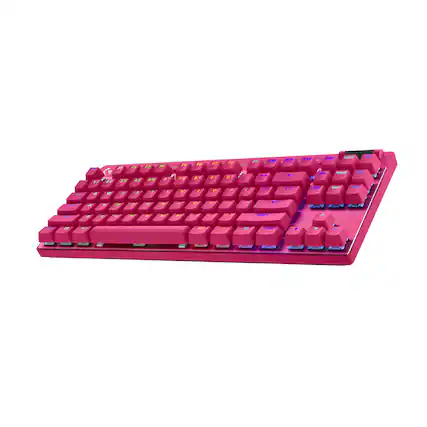Front. Logitech - PRO X TKL LIGHTSPEED Wireless Mechanical Tactile Switch Gaming Keyboard with LIGHTSYNC RGB for PC - Magenta.