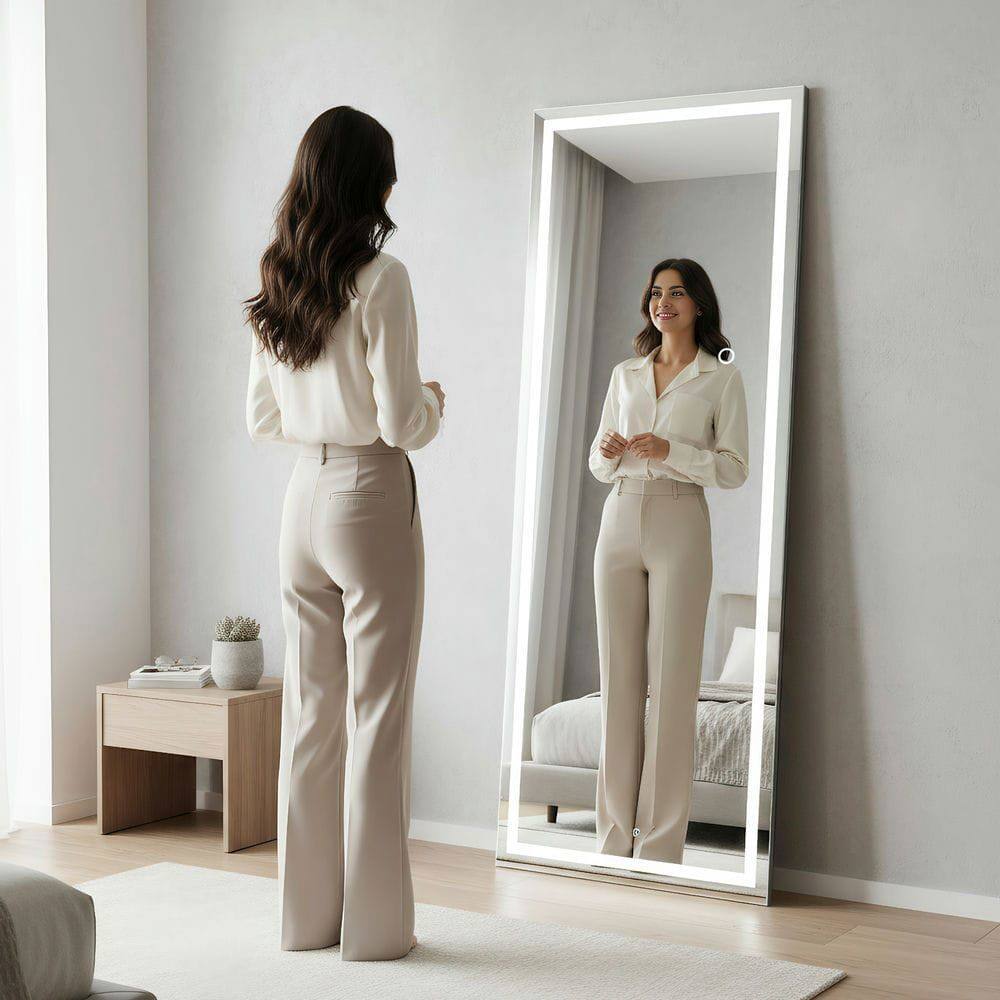 Alt View 5. Kadyn - 64x21 Inch Frameless Full-Length Vertical LED Mirror with Modern Design - Black.