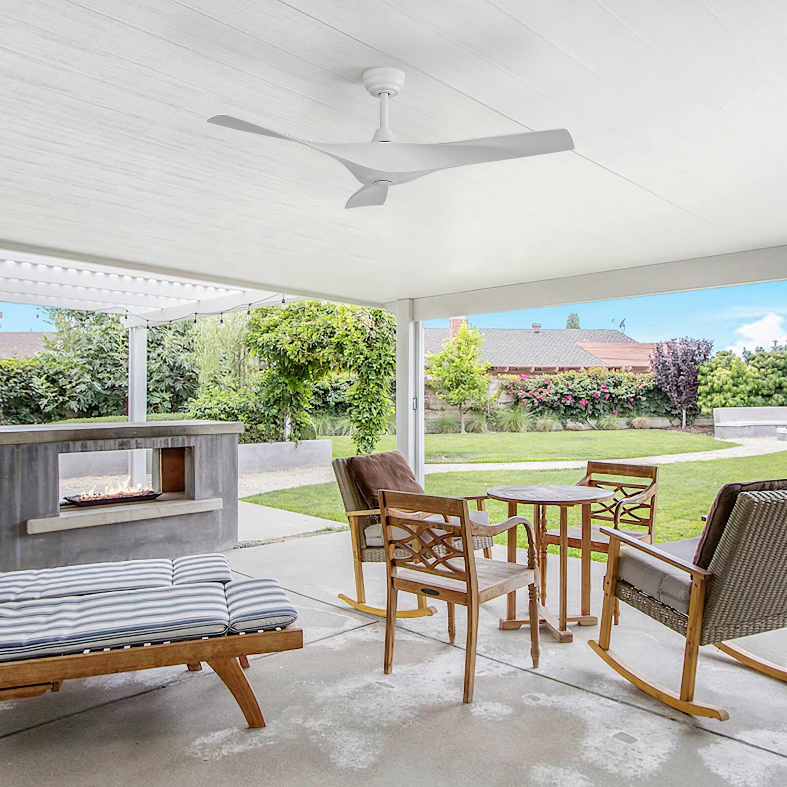 Alt View 3. Sofucor - 52 Inch Propeller Ceiling Fan No Light Low Profile Ceiling Fans with Remote for Indoor/Outdoor Patio Living Room Bedroom - White.