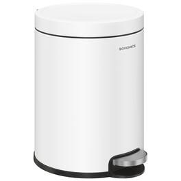 Songmics Home - Bathroom Trash Can, 1.6 Gallon (6 L) Small Toilet Garbage Bin with Lid, Soft-Close, Stainless Steel, Pedal, Inner Bucket - Cloud White